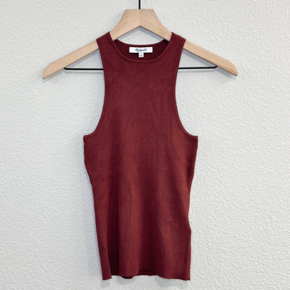 3/$20 Madewell Brown Ribbed Tank Top | Slim Fit Stretch | Basic Casual